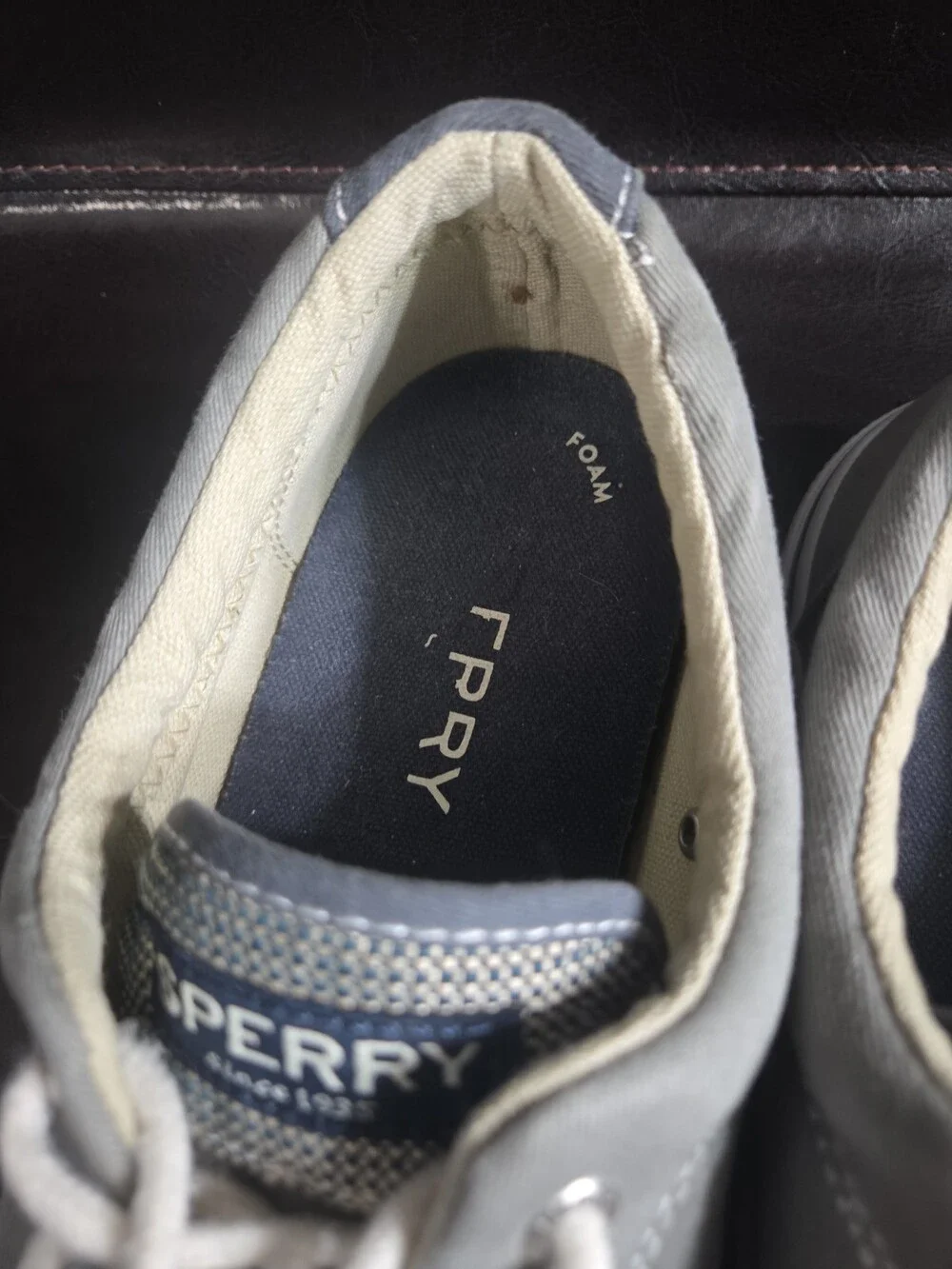Sperry Boat Shoes Gray Canvas Lace Up Men'S 8.5 - Used
